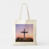 Minimalistisch wit kruis versierd met lavendel tote bag (Achterkant)