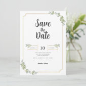 Minimalistisch wit Lijst goud Save The Date (Staand voorkant)