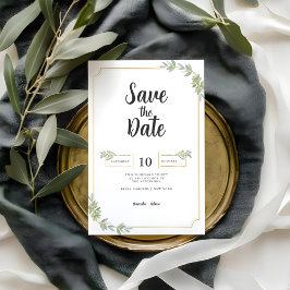 Minimalistisch wit Lijst goud Save The Date