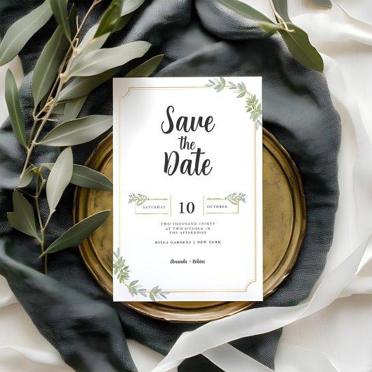 Minimalistisch wit Lijst goud Save The Date