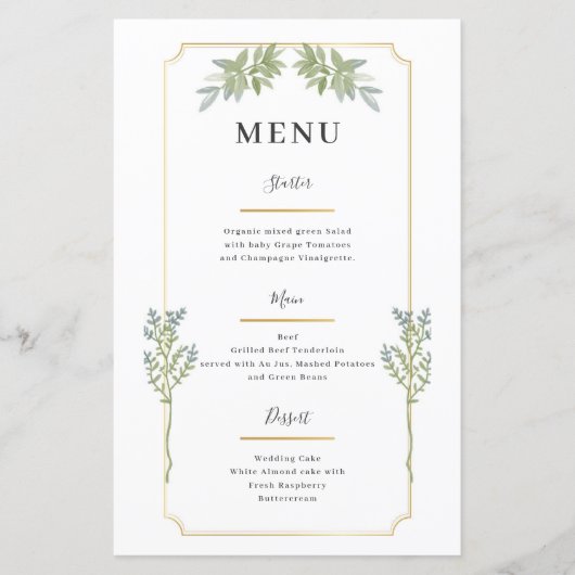Minimalistisch wit Lijst gouden menu (Voorkant)