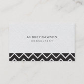 Minimalistisch wit linnen Zig Zag patroon Visitekaartje (Voorkant)