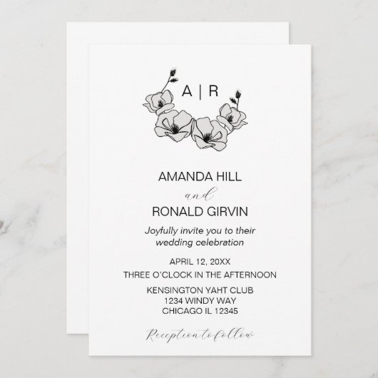 Minimalistisch Wit Magnolia Bloedweddenschap Kaart (Voorkant / Achterkant)