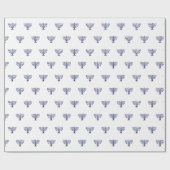 Minimalistisch wit marineblauw Joods menorah patro Cadeaupapier (Vlak)