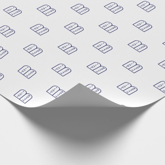 Minimalistisch wit marineblauw Joods Tora patroon Cadeaupapier (Hoek)