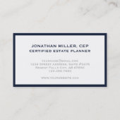 Minimalistisch wit marineblauw Lijst Visitekaartje (Achterkant)