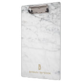 Minimalistisch wit marmer Gold monogram Klembord (Links)