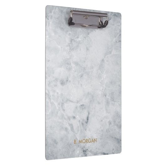 Minimalistisch wit marmer Gold monogram Klembord (Rechts)