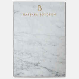 Minimalistisch wit marmer Gold monogram Post-it® Notes