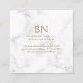Minimalistisch wit marmer Gold monogram Vierkante Visitekaartje (Achterkant)