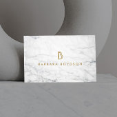 Minimalistisch wit marmer Gold monogram Visitekaartje