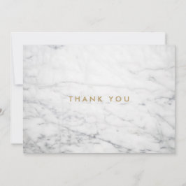 Minimalistisch wit marmer goud monogram dank u notitiekaartje