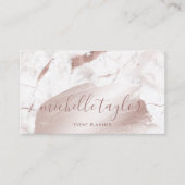 Minimalistisch wit marmer roos gouden handtekening visitekaartje (Voorkant)