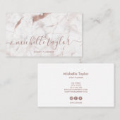 Minimalistisch wit marmer roos gouden handtekening visitekaartje (Voorkant / Achterkant)