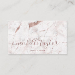 Minimalistisch wit marmer roos gouden handtekening visitekaartje