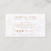 Minimalistisch wit marmer roos gouden handtekening visitekaartje (Achterkant)