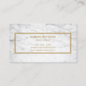 Minimalistisch wit marmeren gouden doos monogram visitekaartje (Achterkant)