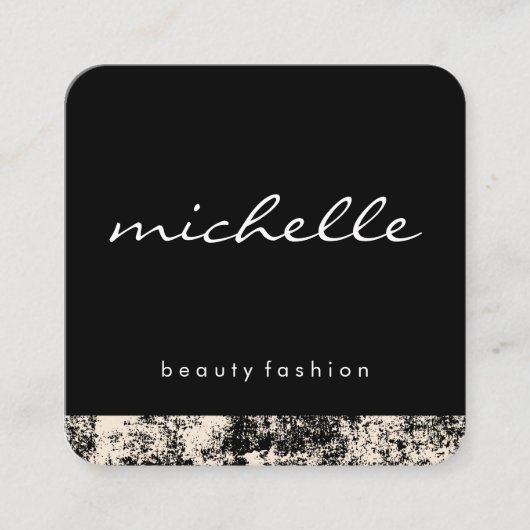 Minimalistisch wit met cursieve tekst met textuur vierkante visitekaartje (Voorkant)
