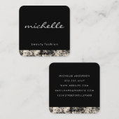 Minimalistisch wit met cursieve tekst met textuur vierkante visitekaartje (Voorkant / Achterkant)