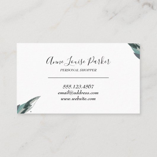 Minimalistisch wit met delicate bladeren visitekaartje (Achterkant)