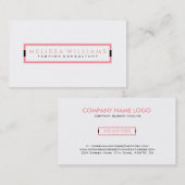 Minimalistisch wit met roze geometrische accenten visitekaartje (Voorkant / Achterkant)