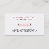 Minimalistisch wit met roze geometrische accenten visitekaartje (Achterkant)