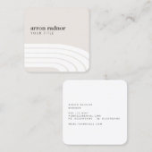 Minimalistisch wit mod Stripe Waves Retro Mod Stri Vierkante Visitekaartje (Voorkant / Achterkant)