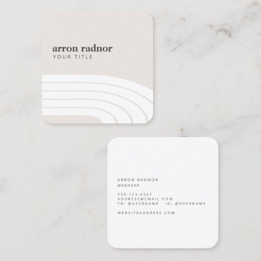 Minimalistisch wit mod Stripe Waves Retro Mod Stri Vierkante Visitekaartje (Voorkant / Achterkant)
