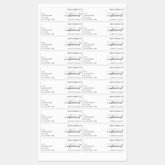 Minimalistisch wit modern kaarsenetiket labels (Vel)