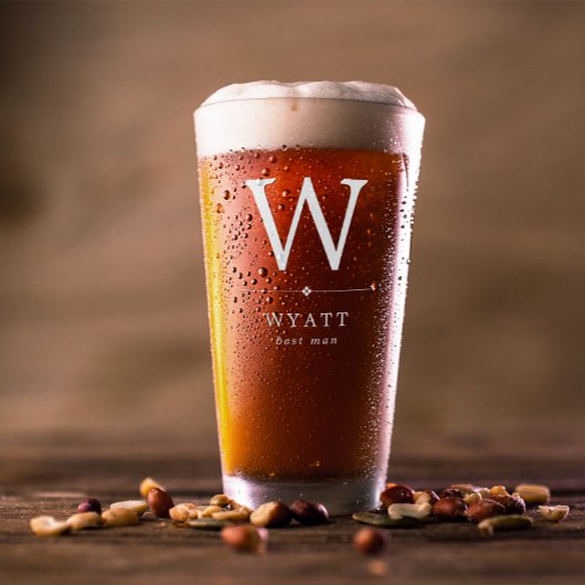 Minimalistisch wit monogram beste man glas