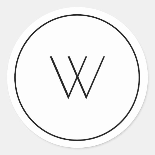 Minimalistisch wit monogram eenvoudige enkele lett ronde sticker (Voorkant)
