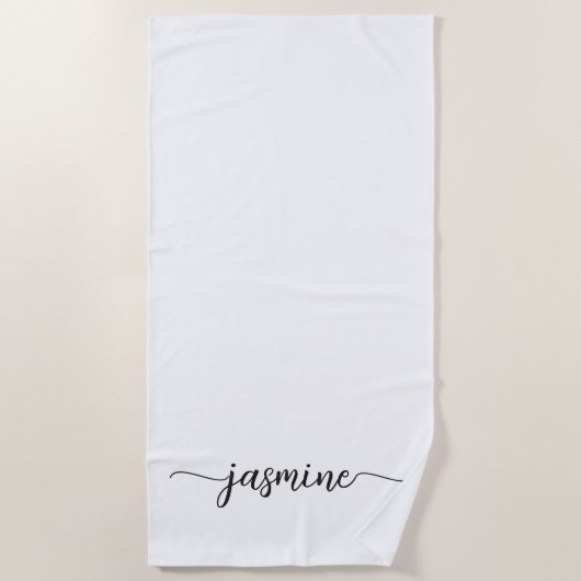 Minimalistisch Wit Monogram Naam Groot Schrift Strandlaken (Voorkant)