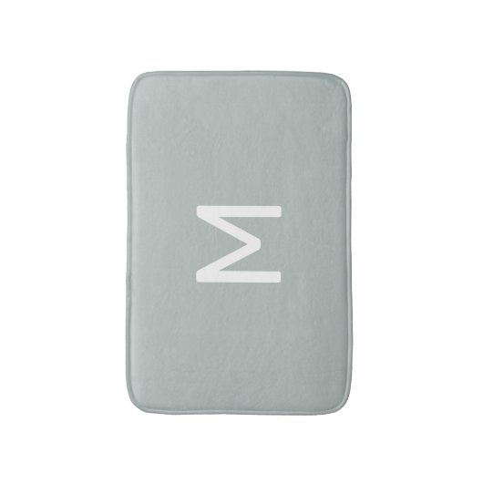 Minimalistisch wit monogram op grijs badmat (Voorkant Verticaal)