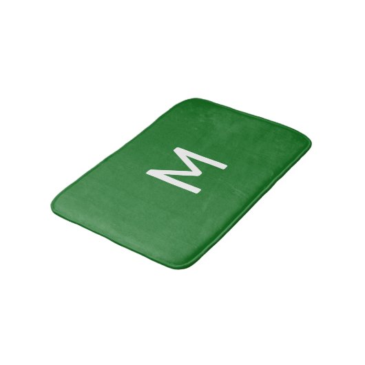 Minimalistisch wit monogram op groen badmat (Gekanteld)