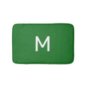 Minimalistisch wit monogram op groen badmat (Voorkant)