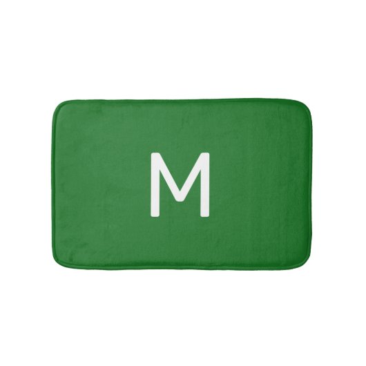 Minimalistisch wit monogram op groen badmat (Voorkant)