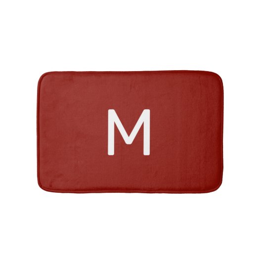 Minimalistisch wit monogram op rood badmat (Voorkant)
