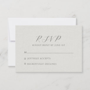 Minimalistisch Wit Nep Linnen RSVP Kaartje