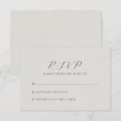 Minimalistisch Wit Nep Linnen RSVP Kaartje (Voorkant / Achterkant)