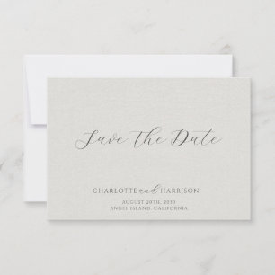 Minimalistisch Wit Nep Linnen Save The Date