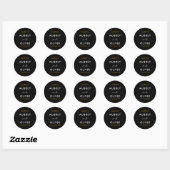 Minimalistisch wit op zwart trouwdatummonogram ronde sticker (Vel)