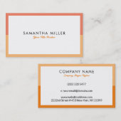 Minimalistisch wit, Oranje geel Lijst Visitekaartje (Voorkant / Achterkant)