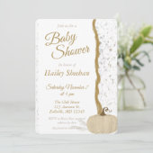 Minimalistisch wit pompoen Herfst Baby shower Kaart (Staand voorkant)