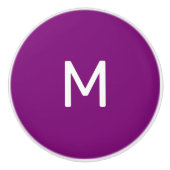 Minimalistisch wit print monogram op Paarse Keramische Knop (Voorkant)