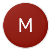 Minimalistisch wit print monogram op rood keramische knop (Voorkant)