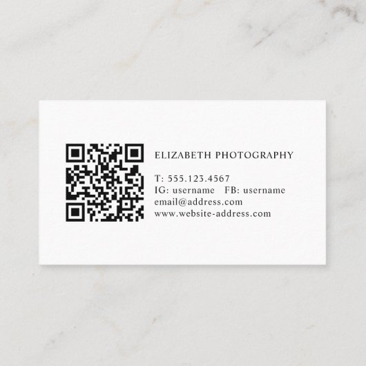 Minimalistisch Wit Professioneel 2 Monogram QR Cod Visitekaartje (Achterkant)