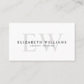 Minimalistisch Wit Professioneel 2 Monogram QR Cod Visitekaartje (Voorkant)