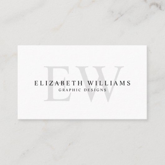 Minimalistisch Wit Professioneel 2 Monogram QR Cod Visitekaartje (Voorkant)