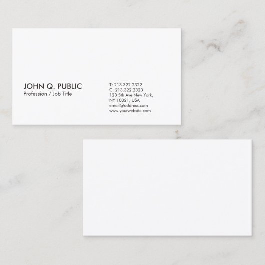 Minimalistisch Wit Professioneel Creatief Modern Visitekaartje (Voorkant / Achterkant)