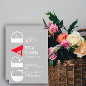 Minimalistisch wit rood afstuderen grijs aankondiging